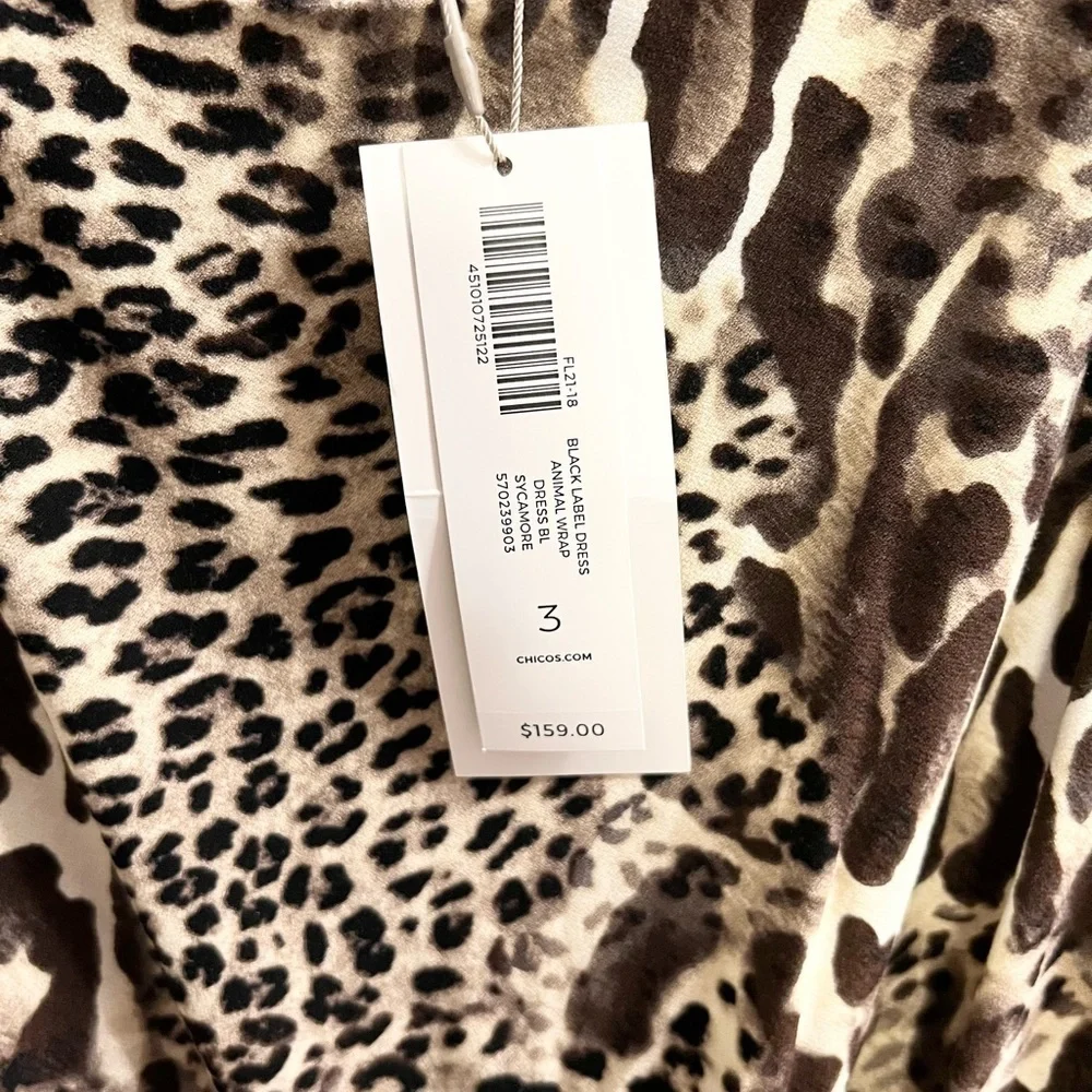 NWT Chico’s Black Label Animal Wrap Dress size XL 3